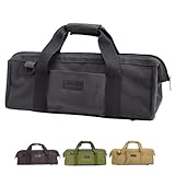 ペグケース 41cm ペグコンテナ キャンプペグバッグ ペグ収納バック 頑丈 オックスフォード生地 多機能 底面防水 ハンマー収納 ラージマウスペグバッグ (ブラック)