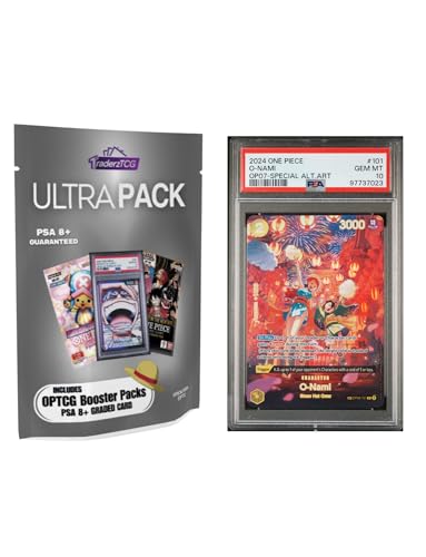 One Piece TCG Ultra Pack - 2 English Booster Packs + PSA Graded Card. Great for One Piece Cards English Fans. Surprise PSA Graded Card in Every One Piece Card Bundle; Curated by TraderzTCG