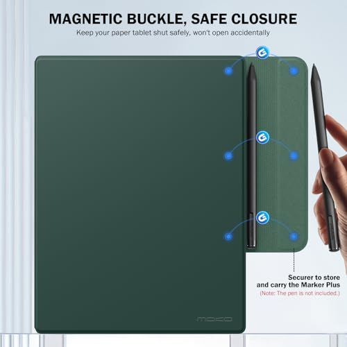Image of MoKo Case for Remarkable 2 Tablet 10.3 inch with Pen Holder, Midnight Green | Ultra-Thin, Back Magnetic Design, Smart Folio Cover