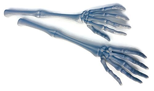 Halloween Witch Serving Cauldron Bowl and Creepy Skeleton Hand and Arm Tongs Bundle - Two Items: One Witches Serving Bowl, One Pair Skeleton Hand and Arm Tongs