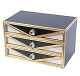 Boite A Bijoux Femme Boîte À Bijoux En Verre Avec 3 Tiroirs En Laiton Bijoux Organisateur Boîte Décoration Pour Bague Collier Boucles D'oreilles Boîte De Rangement Dames Boîte à Bijoux ( Color : A-bla