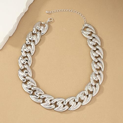 YOOESTORES82 Chunky Gold Cuban Chain Choker Necklaces,Trendy Punk Hip Hop Style Link Chain Necklaces,Dainty Exaggerated Accessories Jewelry Gifts for Women4