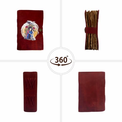 Image of Leather Journal with Digital Print Hardcover Writing Notebook for Women & Men,Vintage Leather Unlined Travel Journal, Artistic Sketchbook (5X7)