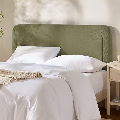 Hearth & Harbor Queen Headboard Only Floating Wall Mounted Headboard Queen Size Easy Assemble Upholstered Peel and Stick Headboards 3D Soundproof Bed Wall Panels Boucle Stick on Headboards Green