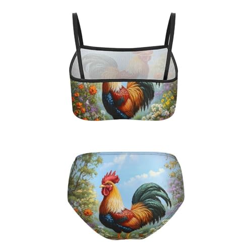 Rooster Girls Swimsuits Two Piece Bikini Sets Beach Sport Swimwear Bathing Suit2