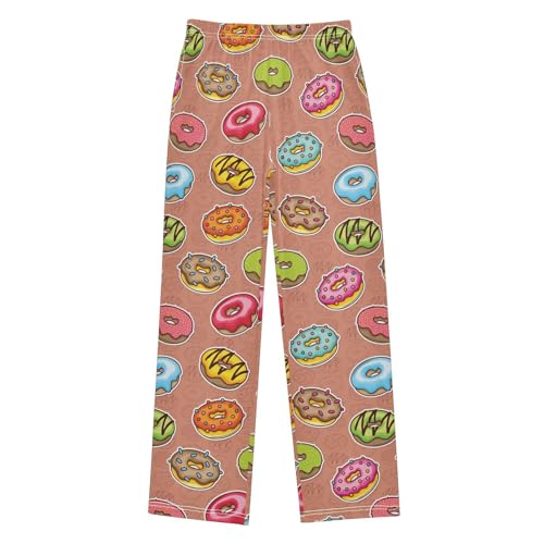 Boys' Pants Colorful Donut Dessert Long Bottoms Jogger Pants Elastic Waist Trousers with Pockets S-XL