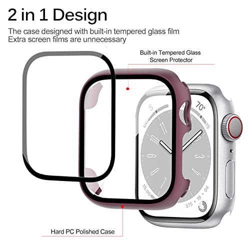 Miimall Case Compatible with Apple Watch Series 9/8/7 45mm Tempered Glass Screen Protector - Image 3