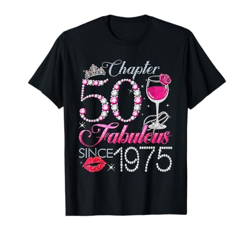 Chapter 50 Fabulous Since 1975 50th Birthday Queen Diamond T-Shirt