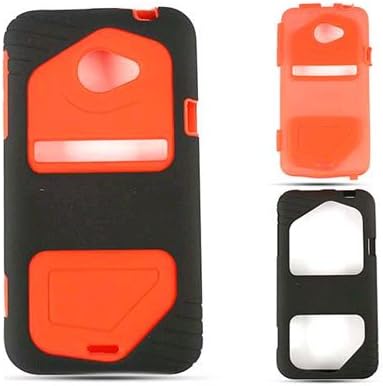 JELLY BUMPER SKIN CASE FOR HTC EVO 4G LTE RED SKIN WITH BLACK SNAP