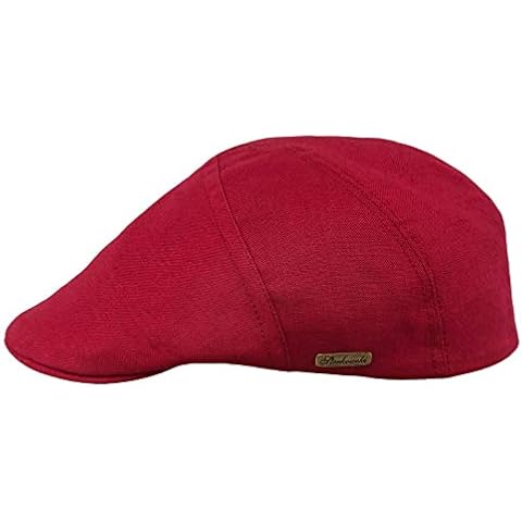 Sterkowski Ivy Five Cap | 100% Natural Linen Flat Cap für Damen und Herren | Super leichte 5 Panels Cap ohne Futter, Rot/Ausflug, einfarbig (Getaway Solids), 58 EU Cover
