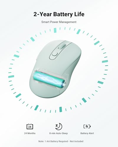 Image of wegear USB Wireless Mouse for Laptop PC Mac, 2.4GHz Cordless Mouse with 6 Buttons, 5-Level Adjustable 4000 DPI, Ergonomic Portable Optical Computer Mice, 24-Month Battery Life (Mint Green)