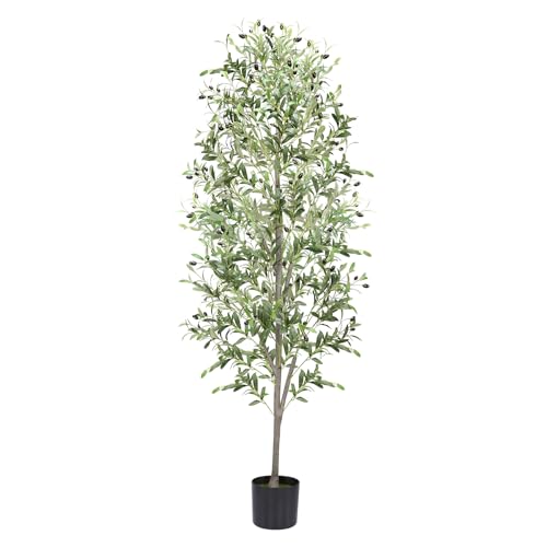 Alyvisun 180cm Olivo Pianta Artificiale, Piante Finte da Interno con Foglie D'olivo Realistiche e Base Inferiore Ispessita con Peso in Cemento, Pianta Artificiale Olivo for Living Room Bedroom Office