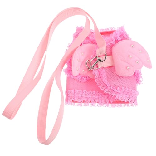 UTHCLO かわいい天使デザイン猫ハーネス 軽量通気性ペット胸当て 胸部保護 ハーネス ピンク 犬猫兼用お散歩用 ランダムカ ランダムカラー