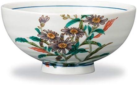 マルサン宮本 Marusan Miyamoto Rice Bowl Kutani Pottery Diameter 4.5 x Height 2.2 inches (11.4 x 5.5 cm), Four Seasons Flower Rice Bowl, Purple Garden
