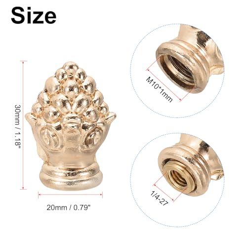 Image of PATIKIL 30 x 20mm Lamp Finials Caps Knob, 2 Set Solid Lamp Shade Top Decoration Screw Cap Nuts with Brass Reducing Adapter for Table Lamps Floor Lamps, Rose Gold Tone