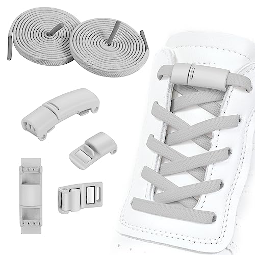 OSDUE Cordones Elásticos Sin Atar, 2 Pares Ajustables Sin Nudo Con 4 Hebilla Metal Para Zapatillas, Botas y Zapatos Para Niños y Adultos