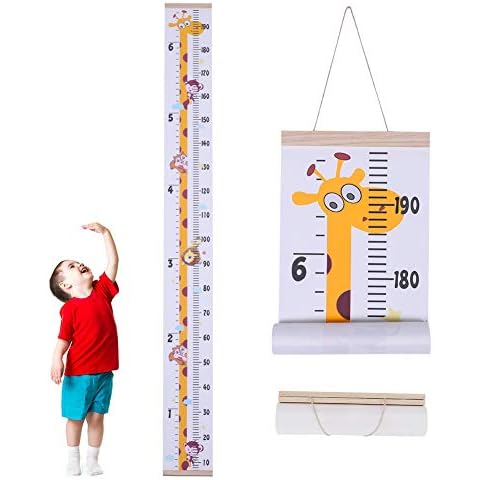 Baby Height Growth Chart, Wall Hanging Measuring Ruler for Kids, Removable Canvas and Wood Wall Ruler Bedroom Nursery Wall Decoration Cover