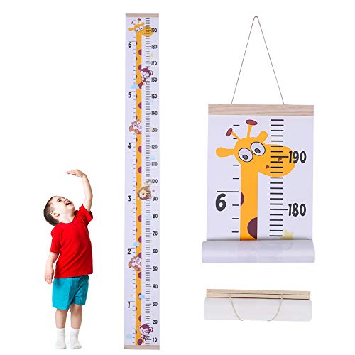 Fanshiontide Medidor altura Gráficos de Crecimiento para Colgar en la Pared, Tabla de Crecimiento, Regla para Niños y Niñas, Decoración de la Habitación Infantil 20 x 200cm(jirafa)