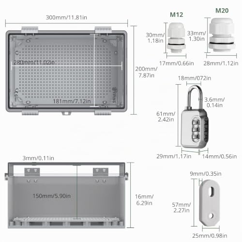 Miniatura 3 de Eypins Caja Estanca Exterior Electrica Impermeable Ip67, Cuadro Eléctrico Superficie Con Carcasa Plástico Abs, Cajas De Empalmes 30 30 17cm, Transparente