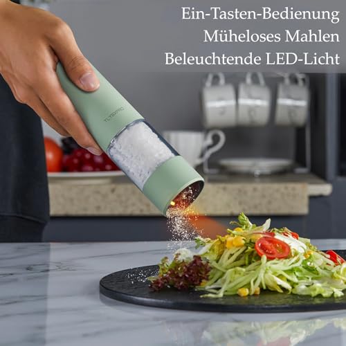 TLYSXPRO Salz und Pfeffermühle Elektrisch 2er Set, USB Wiederaufladbar, Einstellbarer Grobheit Gewürzmühle… – Ansicht 2
