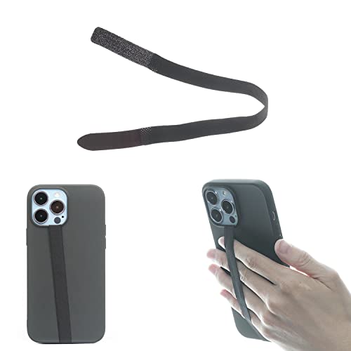 TFY Cinghia elastica per telefono, impugnatura universale sottile, supporto antiscivolo per cellulare, adatta alla maggior parte delle custodie per smartphone, 2 pezzi, nero, 10.6 inches