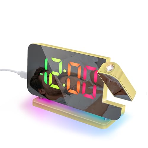 Lafocuse Réveil Projecteur Plafond RGB 11 Couleurs - Horloge Numérique Avec Projection, Veilleuse & Charge USB