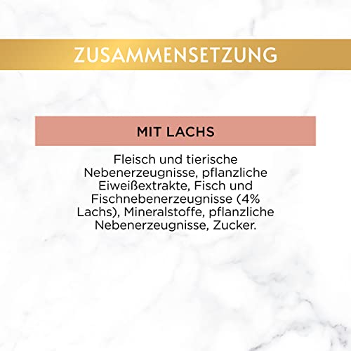 Gourmet Gold Saftig-feine Streifen, Katzenfutter nass, mit Lachs, 12er Pack (12 x 85g)