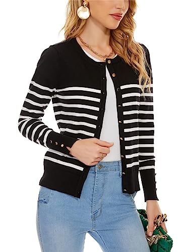 Image of Spicy Sandia Womens Cardigan Sweaters Lightweight Button Up Crewneck Dressy Casual Trendy Spring Sweater Jackets