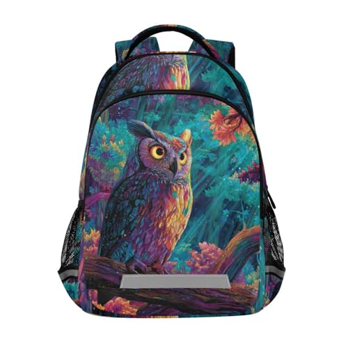 Colorful Owl Kid's Elementary Middle School Backpack for Son Daughter, Age 6-12 Back to School Backpack Bookbag Schoolbag for Boys Girls