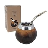 GAUCHO-MARKET MyGaucho Yerba Mate Cup Gourd Set (The original) Fire Color. Includes Stainless Steel Bombilla (Straw). Handmade in Argentina From Natural Calabash. (Fire color)
