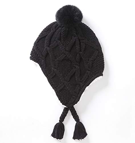 Connectyle Toddler Boys Girls Sherpa Lined Knit Kids Hat with Earflap Winter Hat2