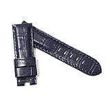 [輸入王オリジナル] 時計パーツ パネライと互換性あり Dバックル用 ベルト 型押しクロコ 24/22 mm ダークブルー ステッチ同色
