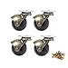 Roulettes a boule arrondie avec plaque pivotante 360 degrés à capuchon Plaque supérieure roue de 2 pouces capacite de charge de 30 kg 66 lb Lot de 4 Vis de livraison