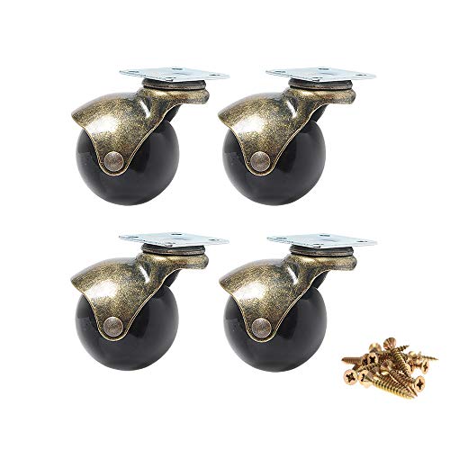 Anyke Ruedas de bola de 5 cm para muebles antiguos, 4 unidades para mesa de café, otomana, resistente, capacidad de 300 libras (16 tornillos incluidos)