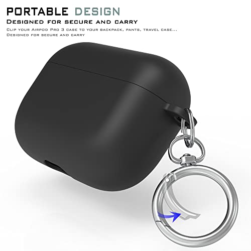 Hybrid Silicone Protective Case Compatible With Airpods 3, Airpods 3Rd Generation 2021 With Keychain Slim Two Piece Snaps On Case Black Thin Blue Line Flag #TOP1