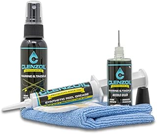 CLENZOIL Marine & Tackle Fishing Reel Oil, Bearing Oil Cleaner & Grease Kit | All-in-One Fishing Accessories Kit for Freshwater & Saltwater Fishing Reels | Cleaner - Lubricant - Rust Preventative