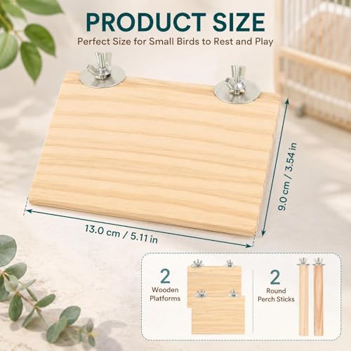 Image of LOGOFUN 4 Pcs Birds Wooden Perches and Stand Stick Parrot Stand Perch Platform Bird Cage Accessories
