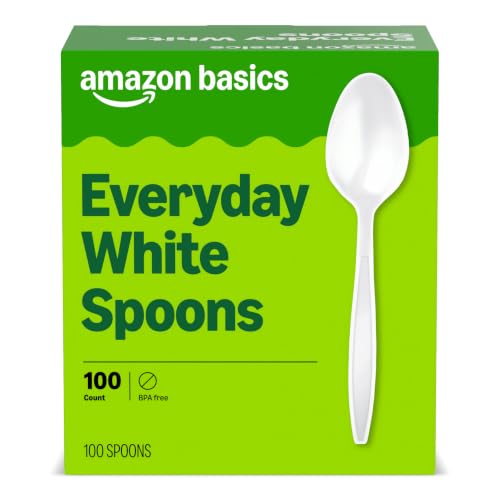 Amazon Basics Disposable Everyday White Spoons 100 Count