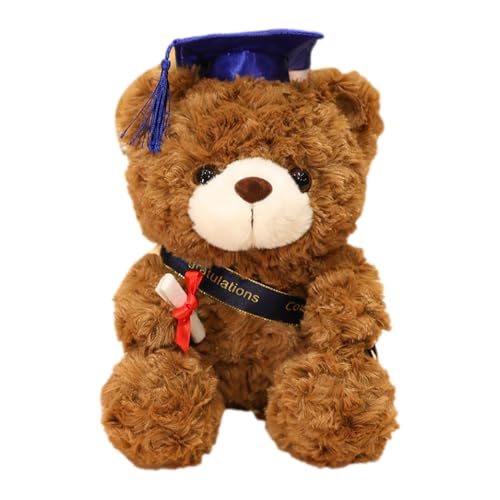 Plush Bear Stuffed Animal - Cute Toy, Graduation Decor | Adorable Commencement Figurine with Diploma Accessory, College High Sch