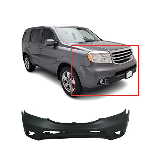 FitParts Compatible With Front Bumper Cover 2012 2013 2014 2015 Honda Pilot EX EX-L SE LX Touring Sport 12 13 14 15. New, Primed and Ready for Paint. With Fog Light Holes. HO1000285