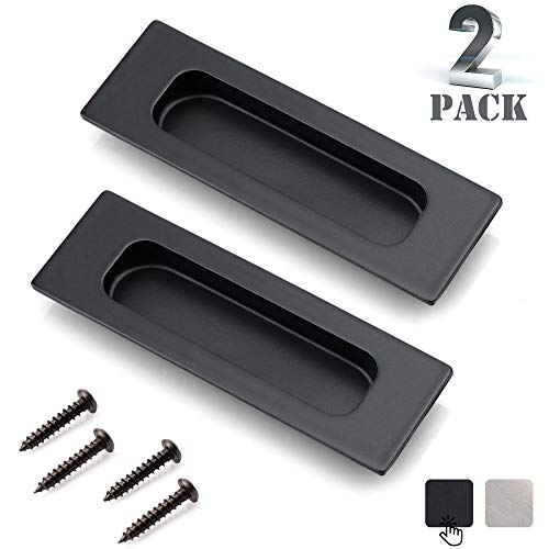 HOMOTEK Black Flush Pull 2pack Rectangular Recessed Sliding Door pulls 4-3/4 in x