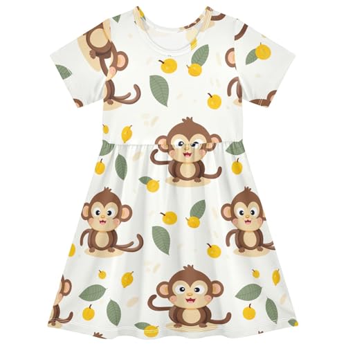 Cute Monkey Toddler Girls Dress Short Sleeve Casual Dresses 2T 202b3091