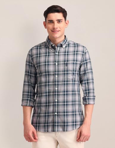 Image of U.S. POLO ASSN. Men's Pure Cotton Regular Fit Grid Tattersall Checked Shirt