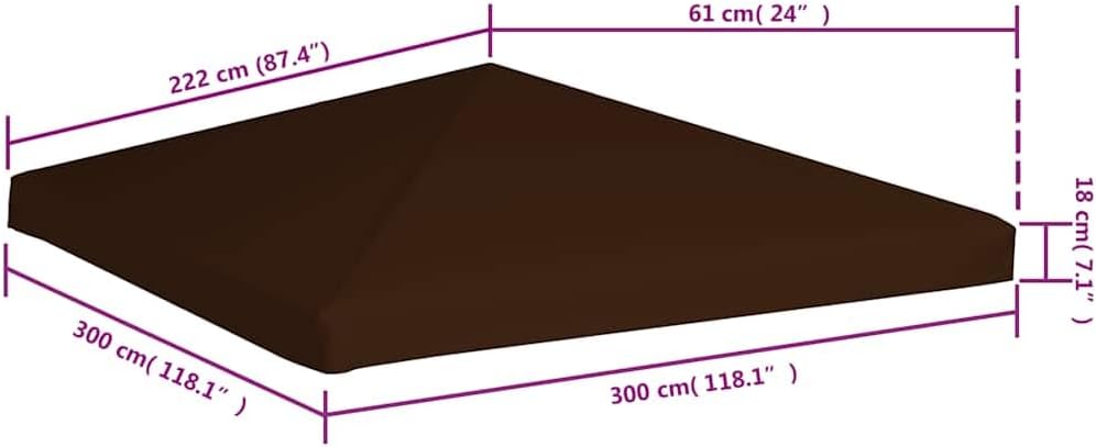 vidaXL Gazebo Cover, Canopy Top Replacement, Sunshade for Garden Patio Beach, Outdoor Gazebo Cover with Durable Polyester Fabric, Brown