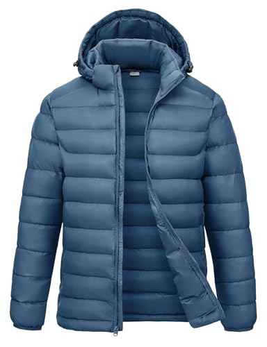 Image of Rdruko Men's Puffer Jacket with Detachable Hood Lightweight