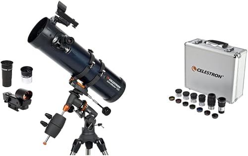 Celestron - Telescopio Newtoniano AstroMaster 130EQ y kit de accesorios de filtro y ocular de 1.25 pulgadas - Juego de accesorios para telescopio de