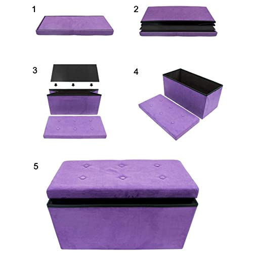 Sorbus Collapsible Storage Ottoman Bench (Purple, Medium (15” x 30” x 15”)) - image 9