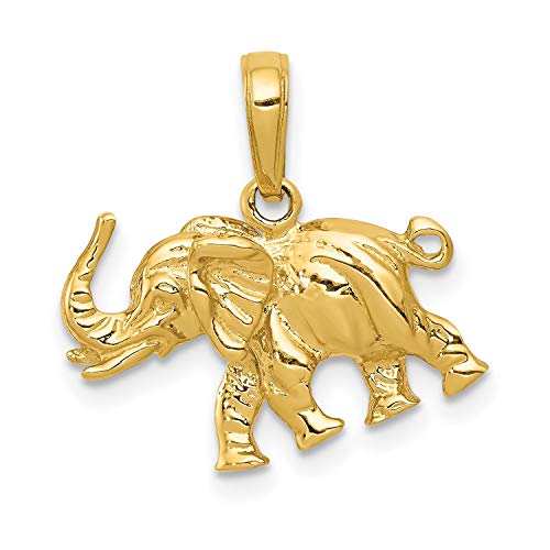 14k Yellow Gold Elephant Pendant for Women with Detailed Design, Symbol of Strength and Wisdom, Spiritual Animal Jewelry with Cultural Symbolism, Prosperity Charm and Good Luck Gold Accessory
