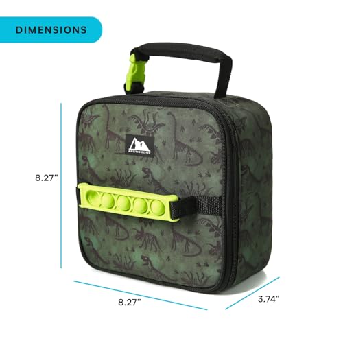 Image of Arctic Zone Kids Lunch Box Combo with Fidget Handle, Dino Skeleton Dye | Kids lunch box with reusable gel ice pack and sandwich container, fidget handle, 2 compartment cooler for school or travel