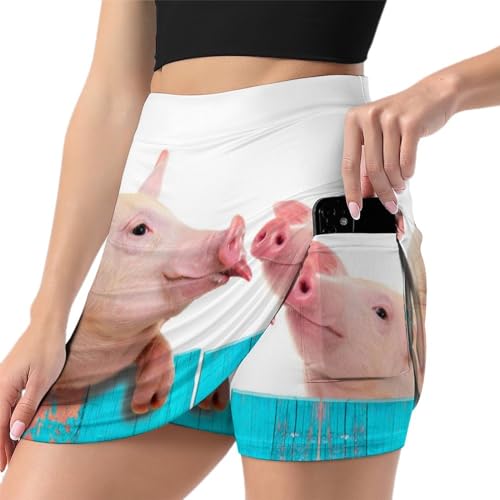 Mini jupe de course athlétique femme cochon pour sport running fitness avec poche